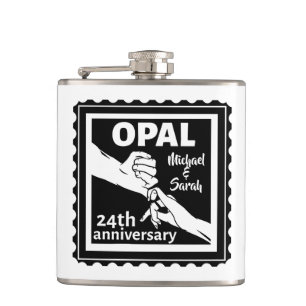 24th wedding anniversary traditional opal flask