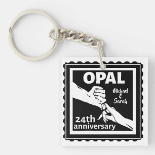 24th wedding anniversary traditional opal keychain