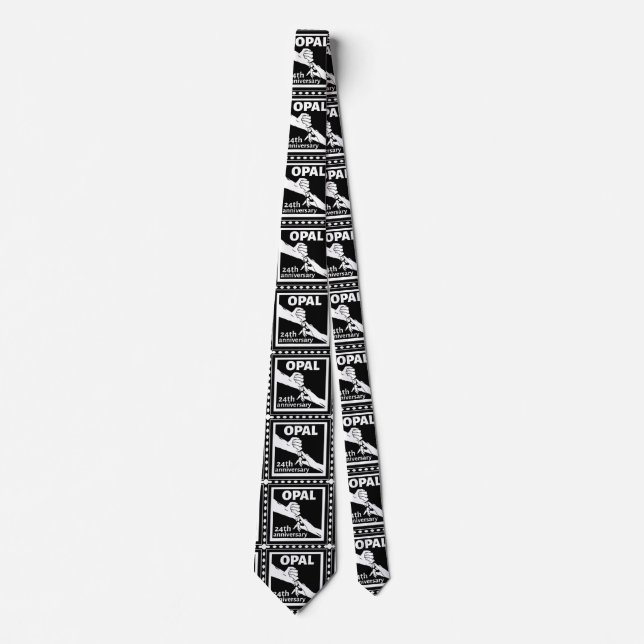 24th wedding anniversary traditional opal neck tie (Front)