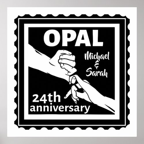 24th wedding anniversary traditional opal poster