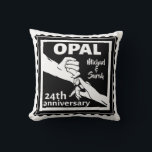 24th wedding anniversary traditional opal throw pillow<br><div class="desc">If you would like any help customizing this design, please use the ask this designer button, just below this text. A black and white design to commemorate your 24th, 24 years wedding anniversary. An illustration of a husband and wife holding hands. The text reads opal which is a traditional gift...</div>