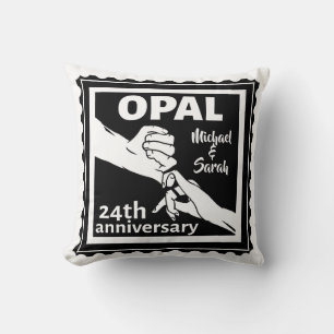 24th wedding anniversary traditional opal throw pillow