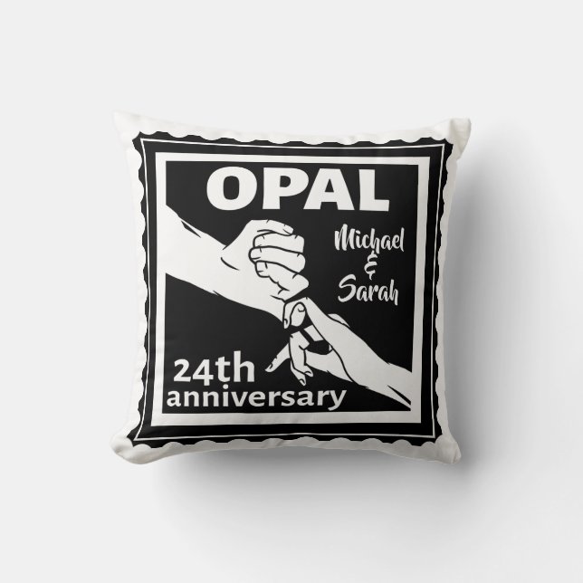 24th wedding anniversary traditional opal throw pillow (Front)