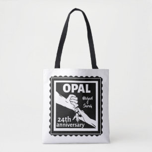 24th wedding anniversary traditional opal tote bag
