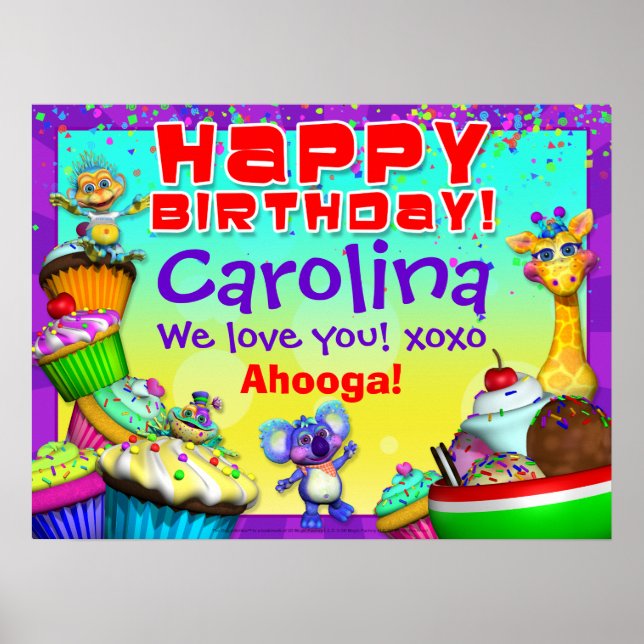 24x18" GiggleBellies Cupcake Birthday Poster (Front)