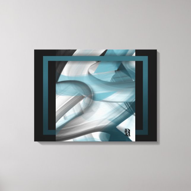24x18" Trend Abstract Art Canvas Black White Blue Print (Front)