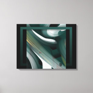 24x18" Trend Abstract Art Canvas Black White Green Print