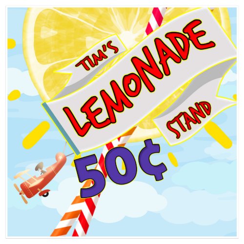 24x24 Ice Cold Lemonade Airplane Banner