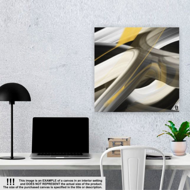 24x24" Trend Abstract Art Canvas Black White Gold (Creator Uploaded)