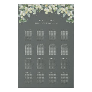 24x36" 16 Tables of 10 Seating Chart Faux Canvas Print
