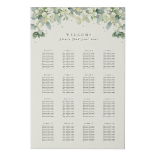 24x36" 16 Tables of 10 Seating Chart Faux Canvas Print