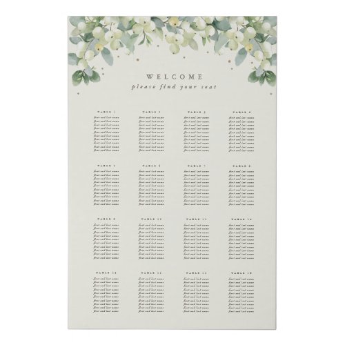 24x36 16 Tables of 10 Seating Chart Faux Canvas Print