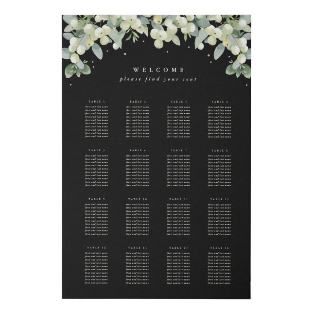 24x36" 16 Tables of 10 Seating Chart Faux Canvas Print (Front)