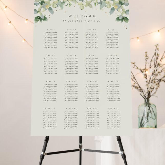 24x36" 16 Tables of 10 Wedding Seating Chart Foam Board (In Situ (Stand))