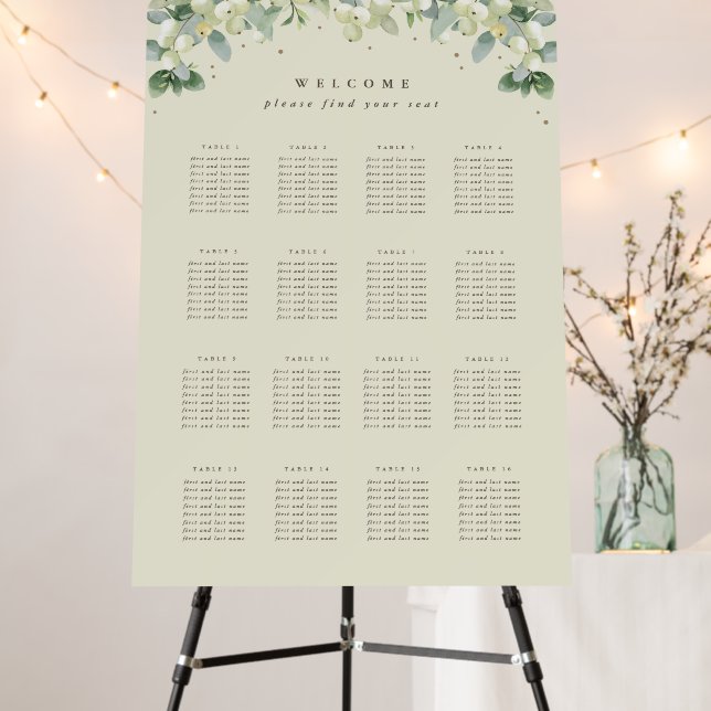 24x36" 16 Tables of 8 Christmas Seating Chart Foam Board (In Situ (Stand))