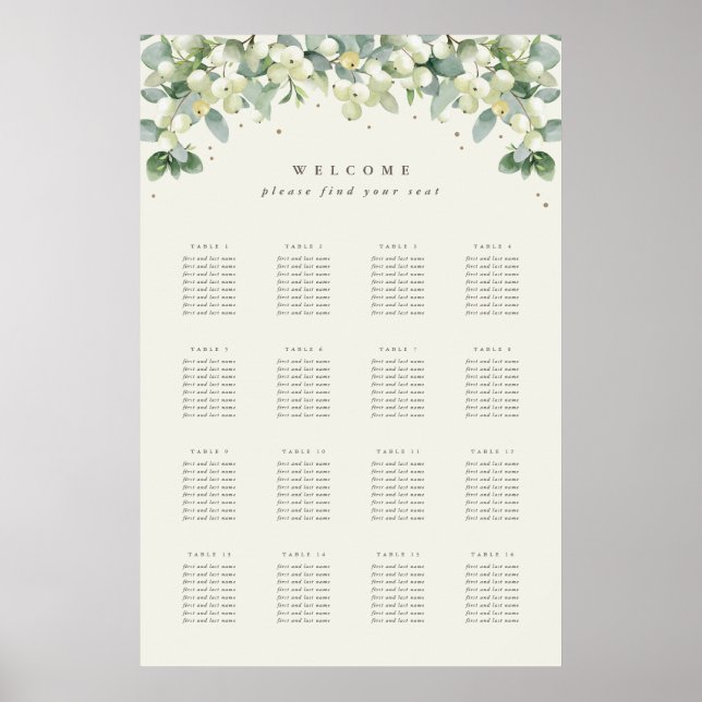 24x36" 16 Tables of 8 Seating Chart Poster (Front)
