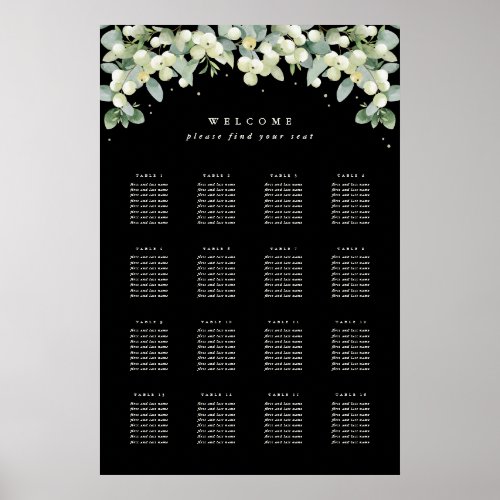 24x36 16 Tables of 8 Seating Chart Poster