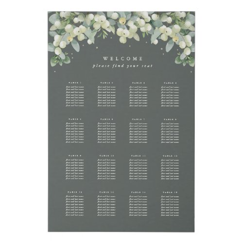 24x36 16 Tables of 8 Wedding Seating Chart Faux Canvas Print