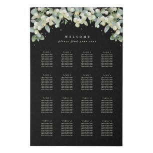 24x36" 16 Tables of 8 Wedding Seating Chart Faux Canvas Print
