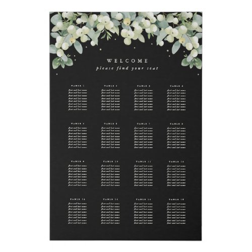 24x36 16 Tables of 8 Wedding Seating Chart Faux Canvas Print