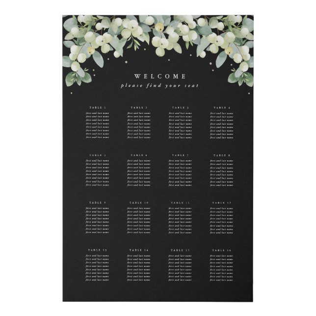 24x36" 16 Tables of 8 Wedding Seating Chart Faux Canvas Print (Front)