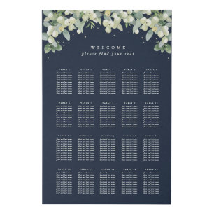 24x36" 20 Tables of 10 Seating Chart Faux Canvas Print