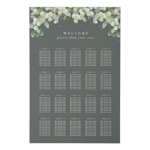 24x36" 20 Tables of 10 Seating Chart Faux Canvas Print