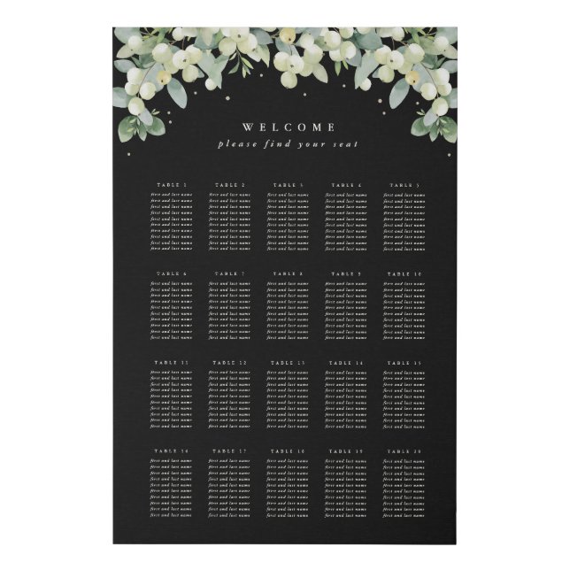 24x36" 20 Tables of 10 Seating Chart Faux Canvas Print (Front)