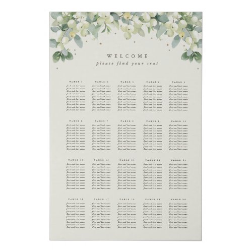 24x36 20 Tables of 10 Seating Chart Faux Canvas Print