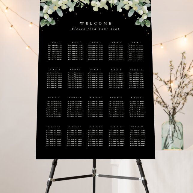 24x36" 20 Tables of 8 Christmas Seating Chart Foam Board (In Situ (Stand))