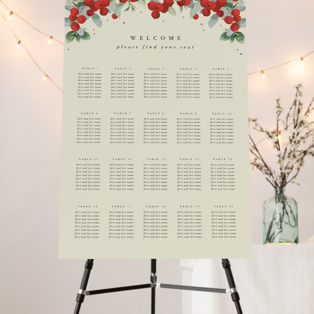 24x36" 20 Tables of 8 Christmas Seating Chart Foam Board (In Situ (Stand))
