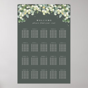 24x36" 20 Tables of 8 Wedding Seating Chart Poster