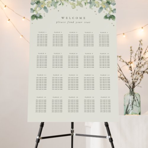 24x36 20 Tables of 8 Winter Wedding Seating Chart Foam Board