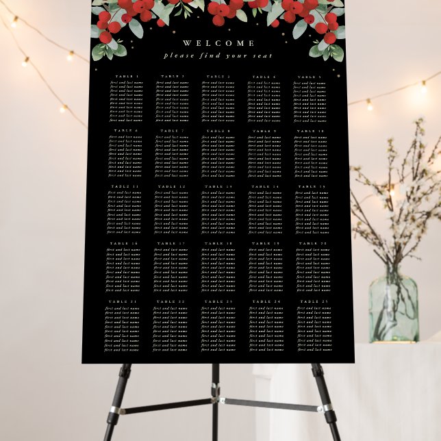 24x36" 25 Tables of 10 Christmas Seating Chart Foam Board (In Situ (Stand))