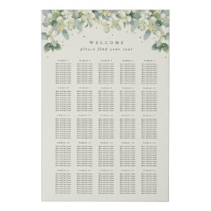 24x36" 25 Tables of 10 Seating Chart Faux Canvas Print