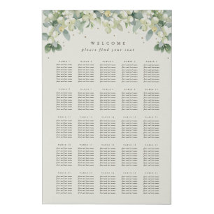 24x36" 25 Tables of 8 Seating Chart Faux Canvas Print