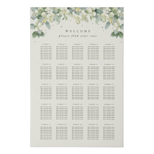 24x36 25 Tables of 8 Seating Chart Faux Canvas Print