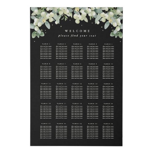 24x36 25 Tables of 8 Seating Chart Faux Canvas Print