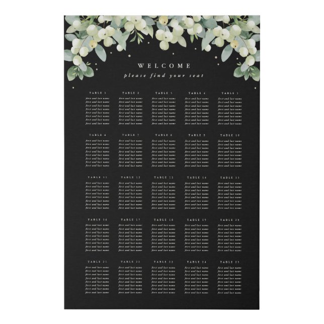 24x36" 25 Tables of 8 Seating Chart Faux Canvas Print (Front)