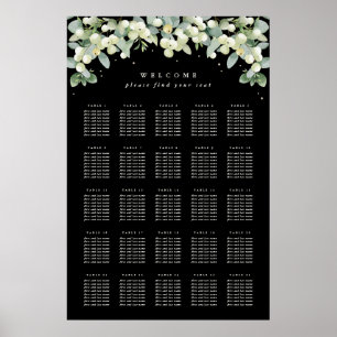 24x36" 25 Tables of 8 Seating Chart Poster
