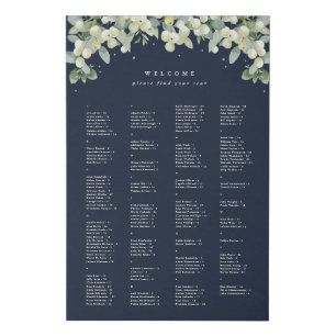24x36" Alphabetical Seating Chart for 150 People Faux Canvas Print
