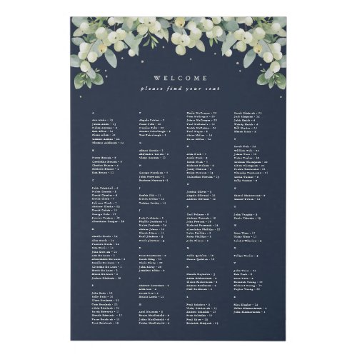 24x36 Alphabetical Seating Chart for 150 People Faux Canvas Print