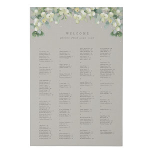 24x36" Alphabetical Seating Chart for 150 People Faux Canvas Print