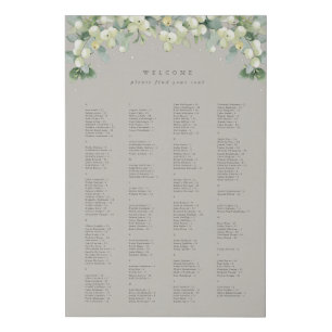 24x36" Alphabetical Seating Chart for 200 People Faux Canvas Print