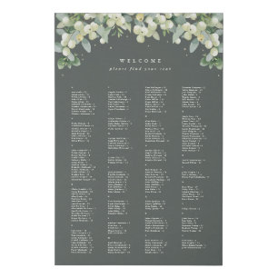 24x36" Alphabetical Seating Chart for 200 People Faux Canvas Print