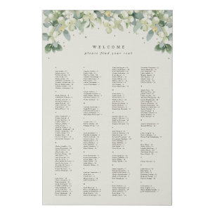 24x36" Alphabetical Seating Chart for 200 People Faux Canvas Print
