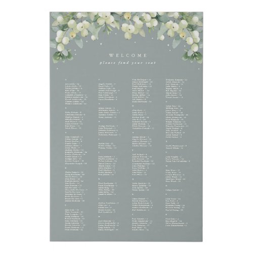 24x36 Alphabetical Seating Chart for 200 People Faux Canvas Print