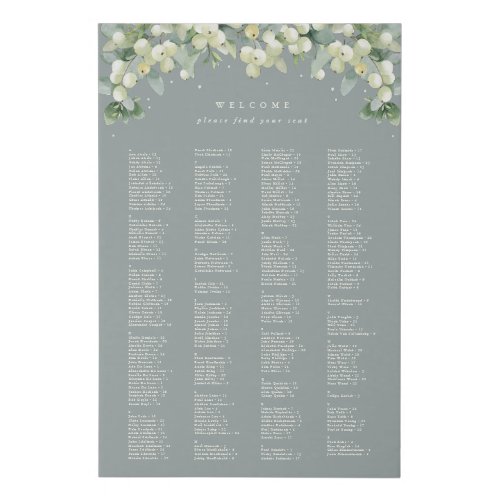24x36 Alphabetical Seating Chart for 250 People Faux Canvas Print