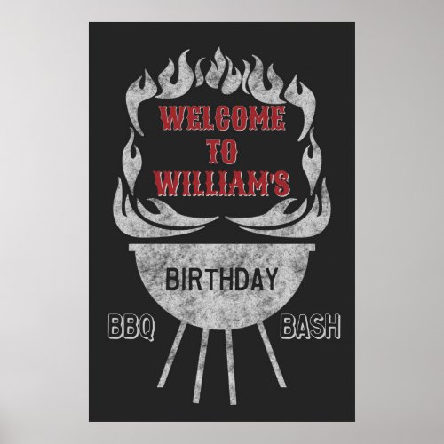 24x36 BBQ Birthday Party Welcome Sign  Poster