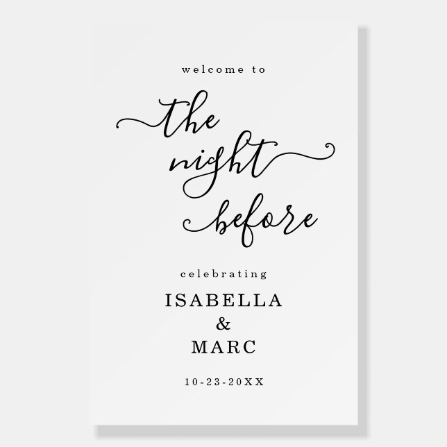 24X36 Minimalist The Night Before Rehearsal Dinner Foam Board (Front)